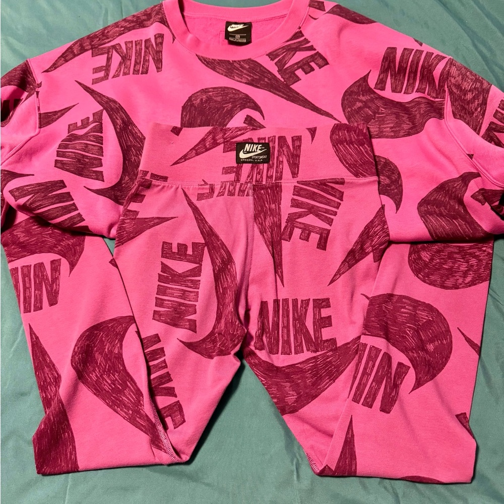 NIKE Fleece sweatshirt crew Womens Pink/NIKE Fleece Leggings